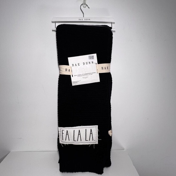 Rae Dunn Chenille Knit Throw Blanket Black - Picture 2 of 9